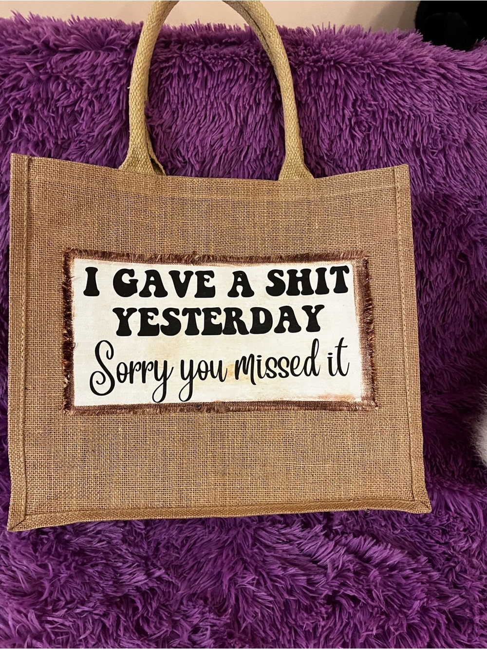 Natural Jute Tote with Bold Statement Patch